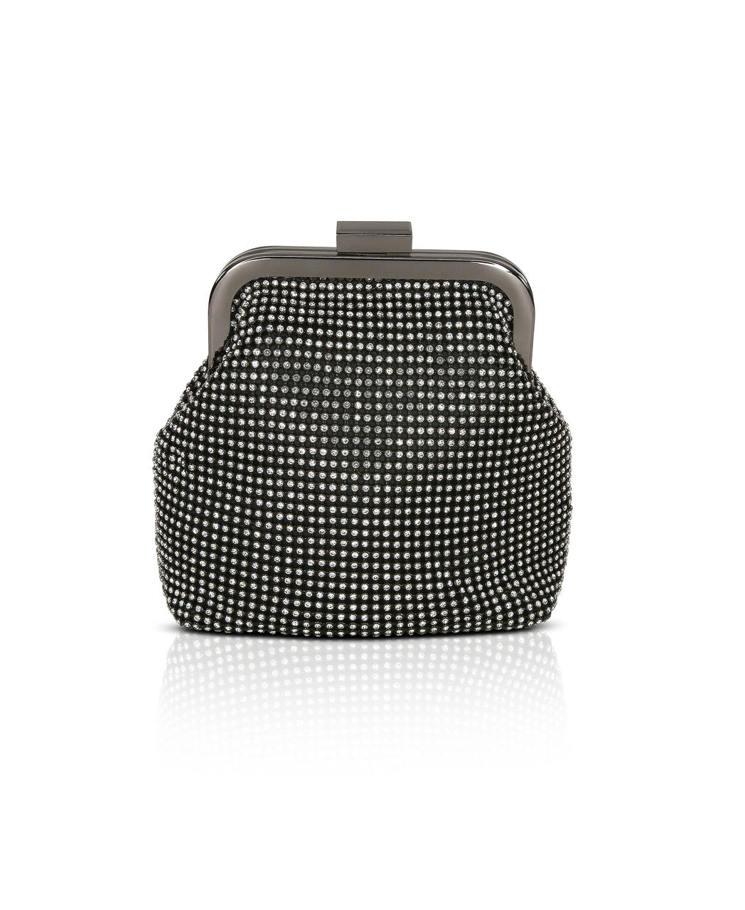 Black | Mila Crystal Pouch with Crystal Fringe