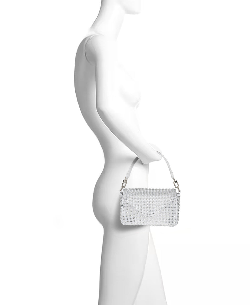 Silver | Lux Crystal Envelope Shoulder Bag