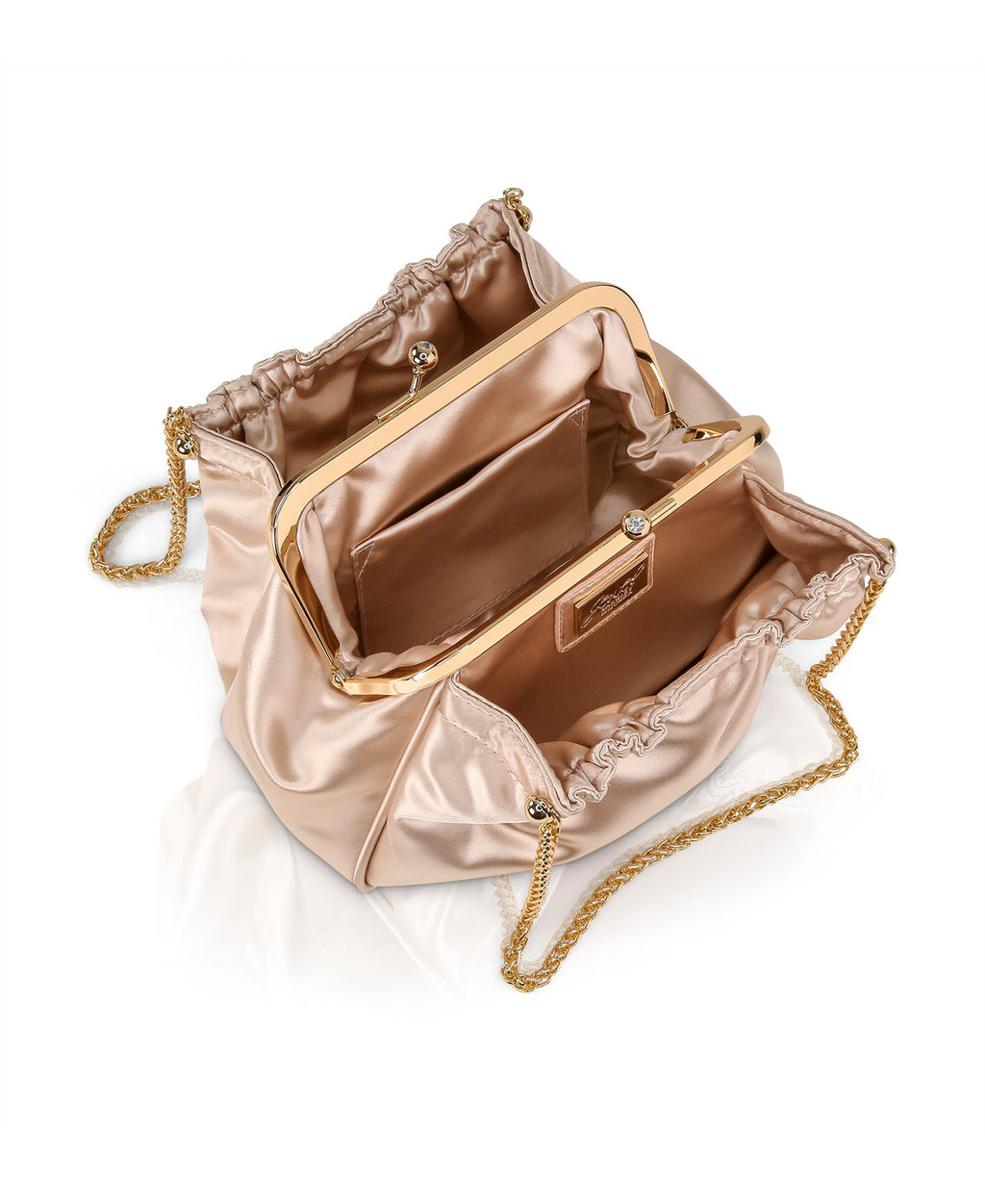 Champagne | Cosima Satin Kisslock Framed Clutch