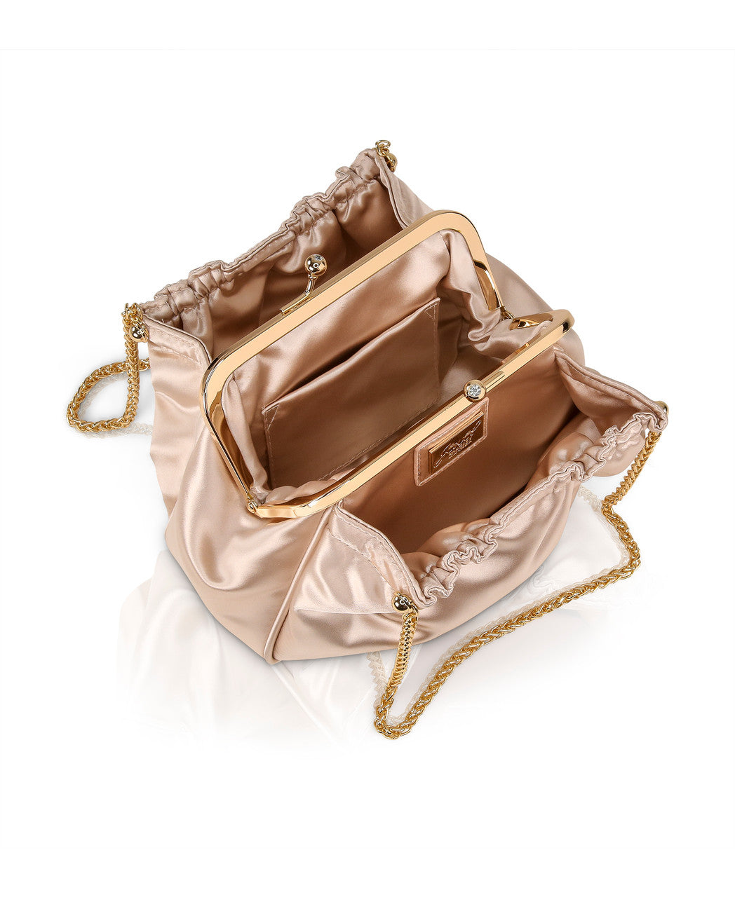 Champagne | Cosima Satin Kisslock Framed Clutch