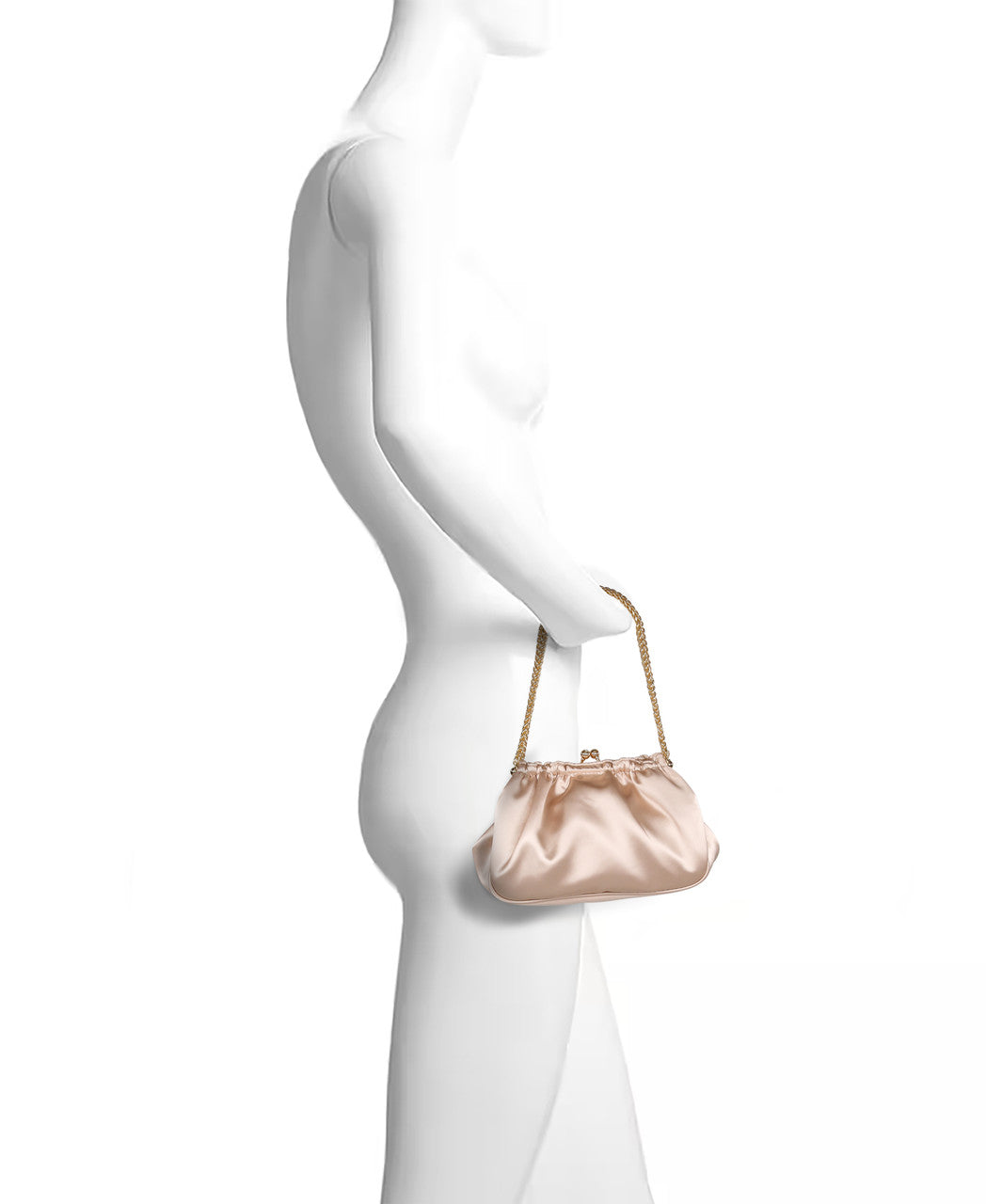 Champagne | Cosima Satin Kisslock Framed Clutch