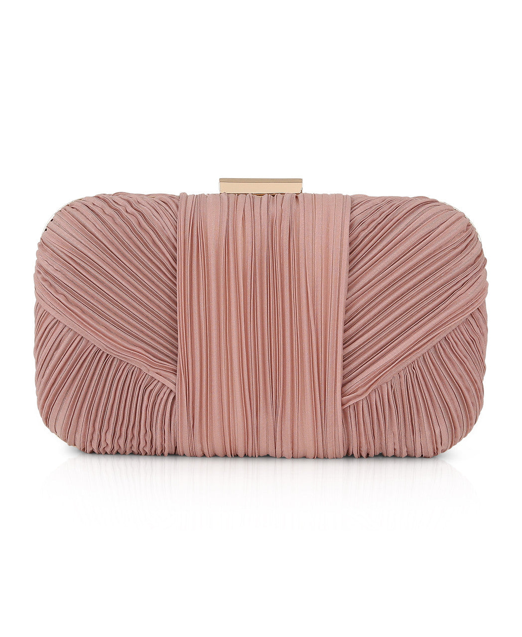 Dusty Pink | Cleo Shimmer Pleated Minaudiere Front
