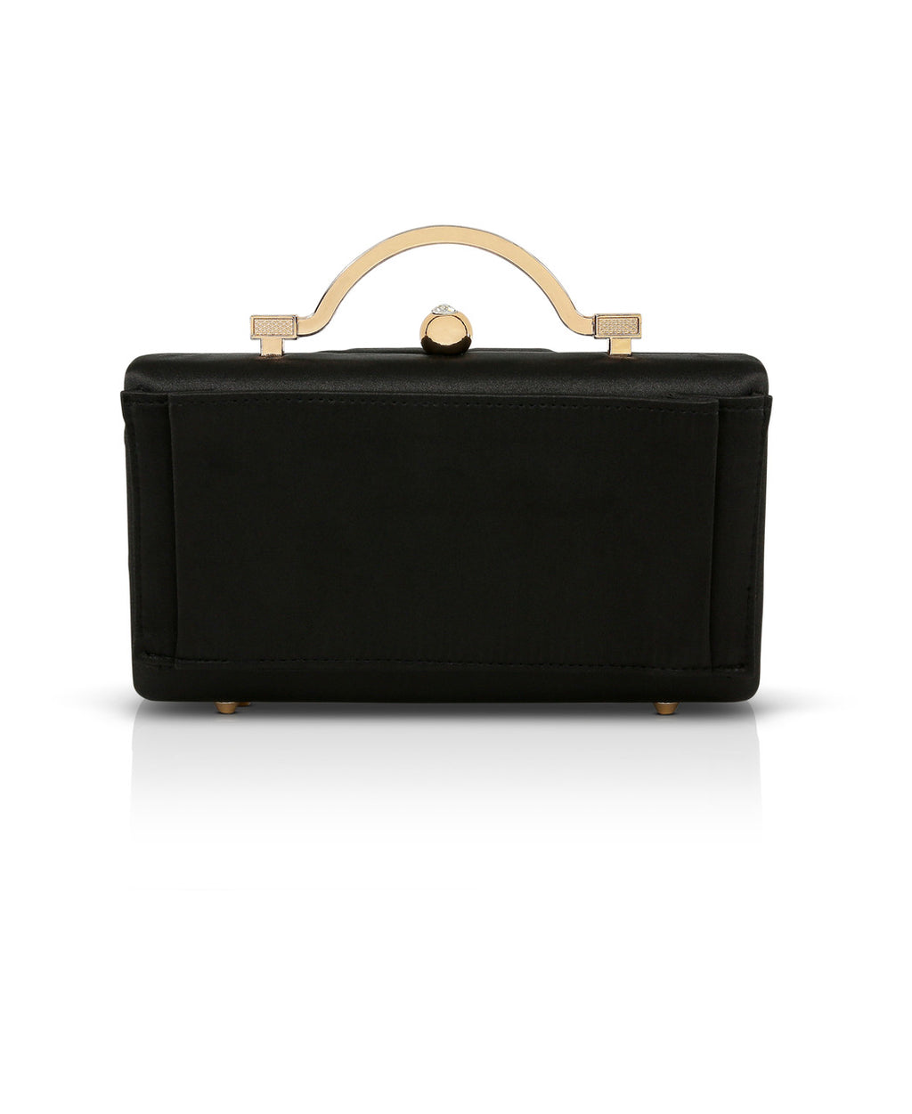 Black | Emma Satin Minaudiere with Outer Pocket