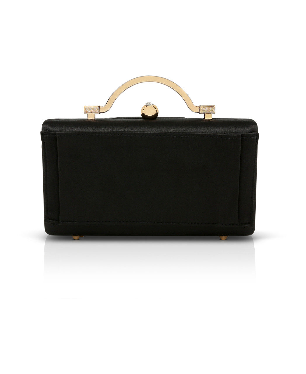 Black | Emma Satin Minaudiere with Outer Pocket