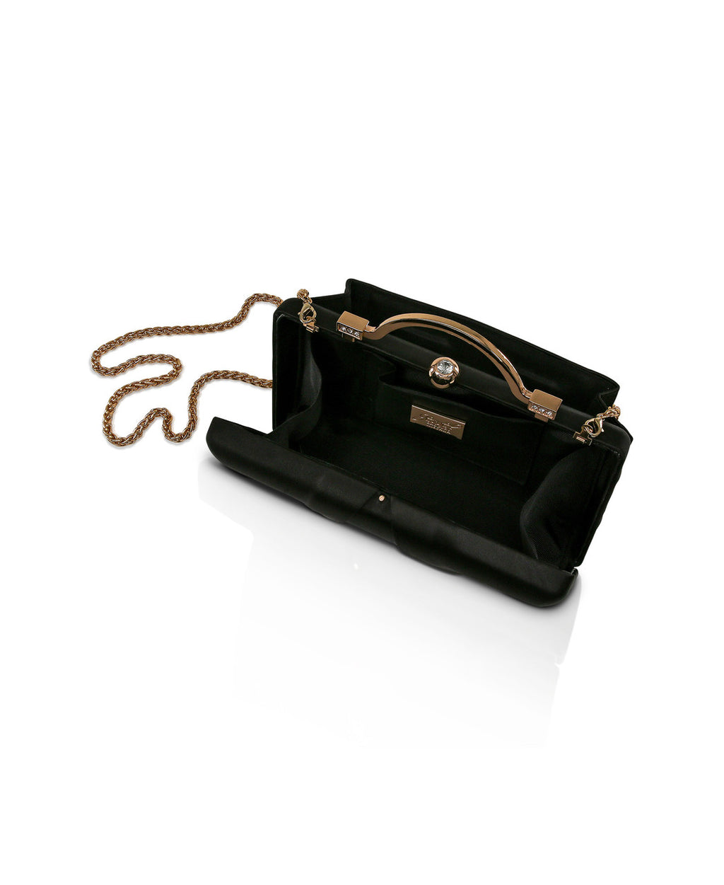 Black | Emma Satin Minaudiere with Outer Pocket