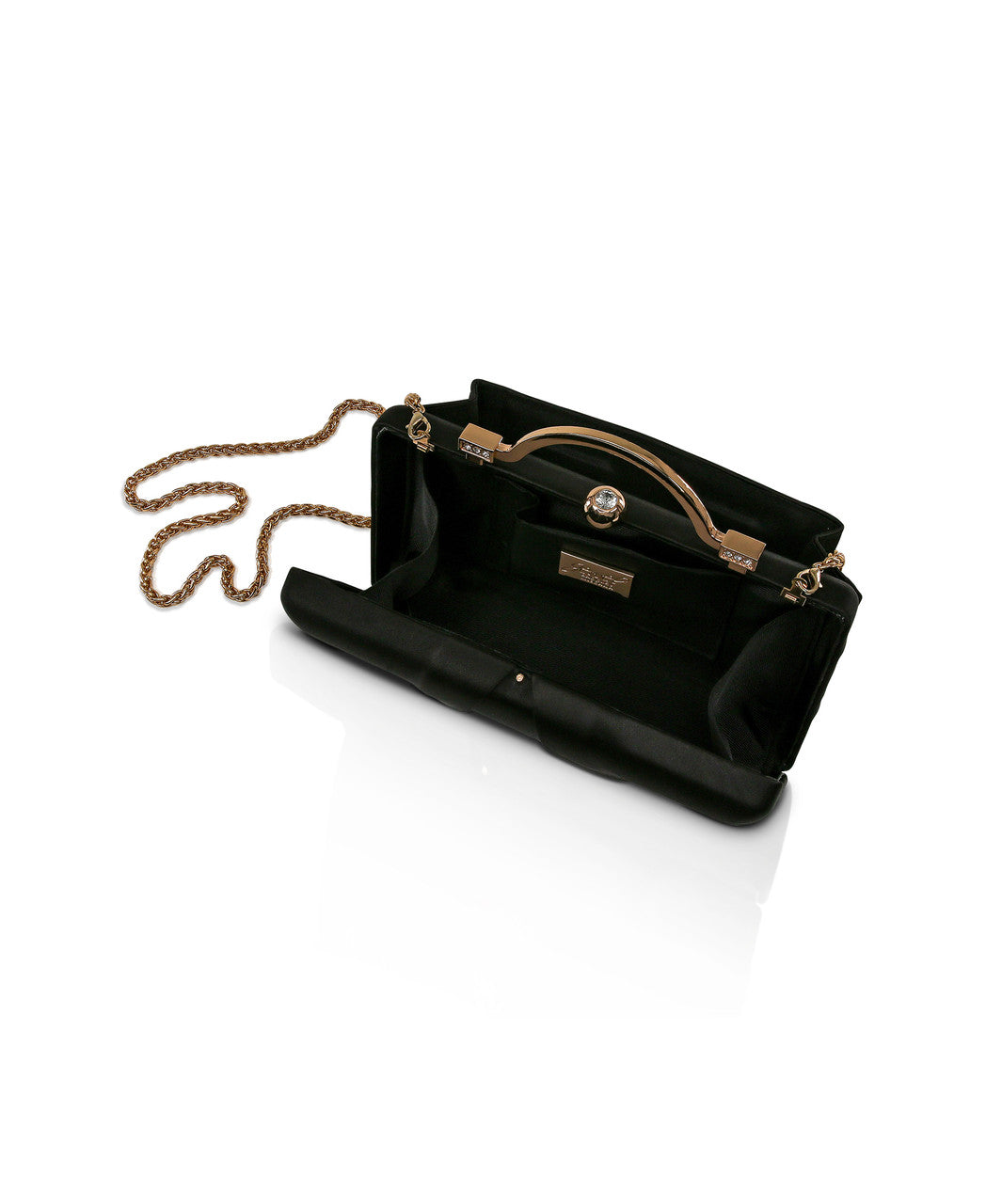 Black | Emma Satin Minaudiere with Outer Pocket