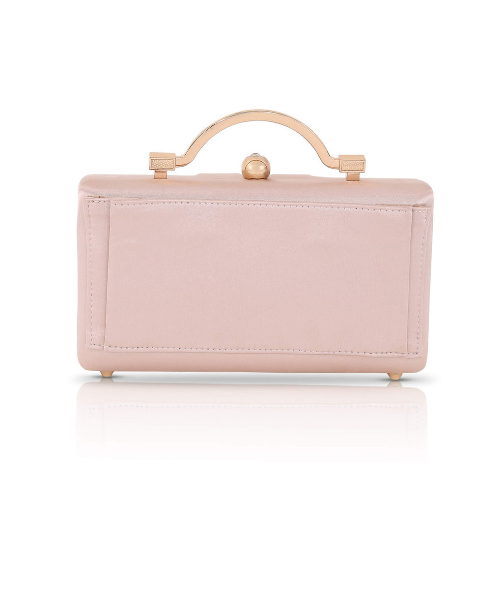 Champagne | Emma Satin Minaudiere with Outer Pocket Back