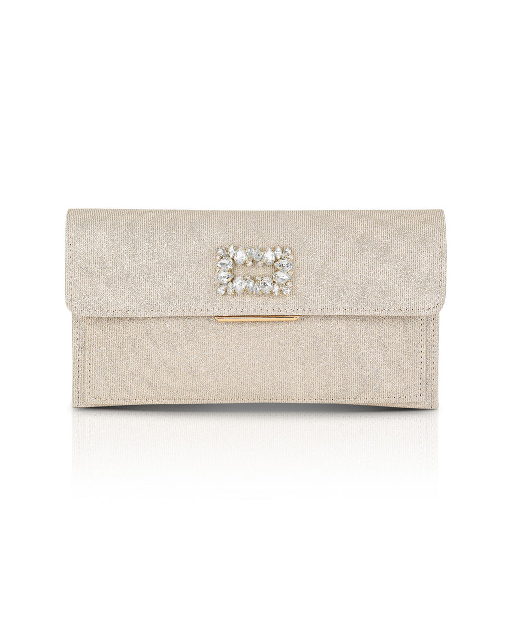 Gold | Sarah Envelope Clutch with Crystal Brooch