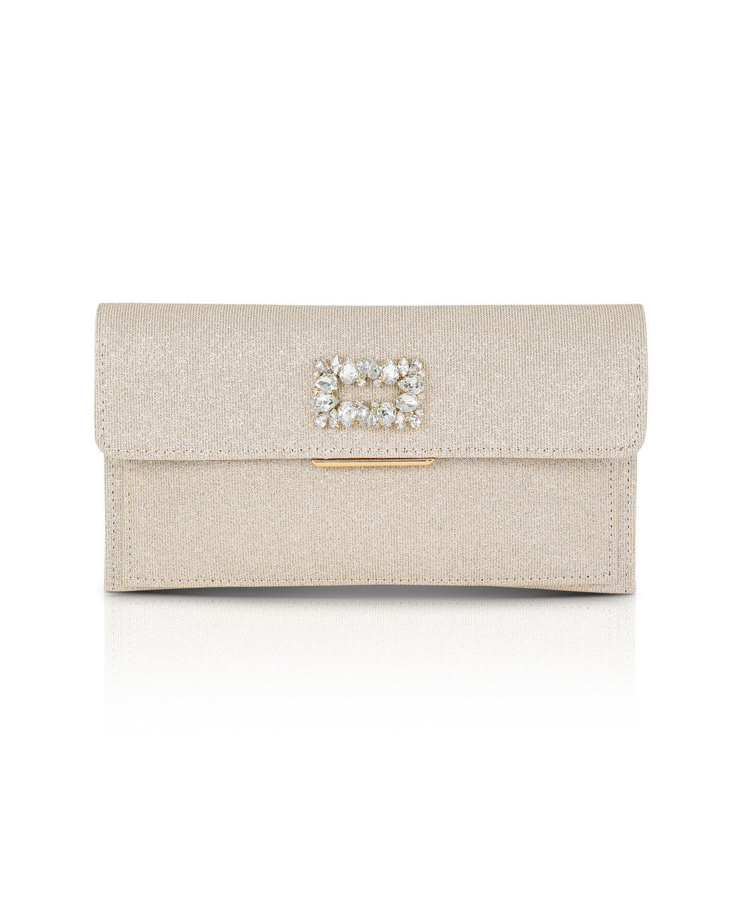 Gold | Sarah Envelope Clutch with Crystal Brooch