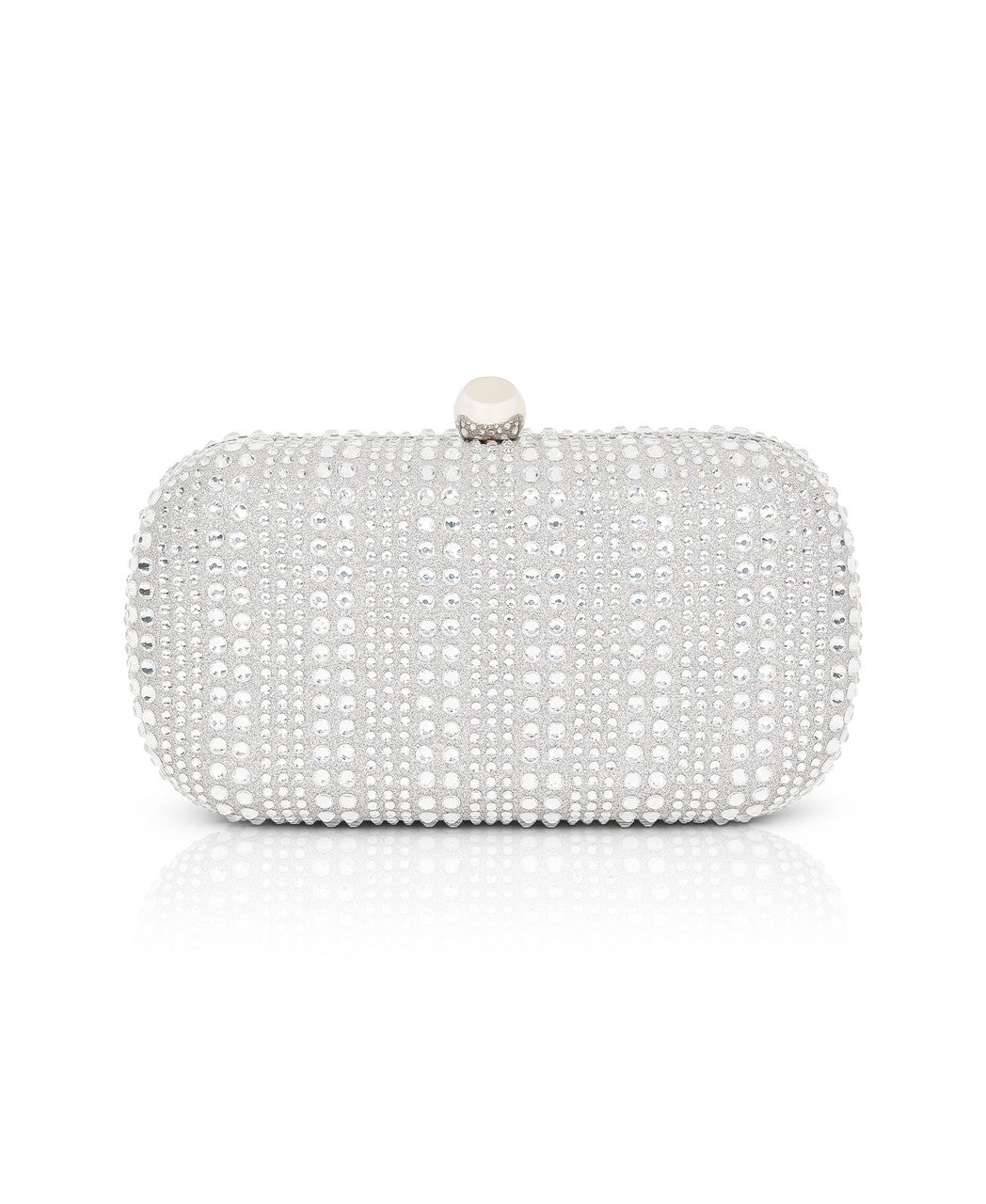Silver | Christy Micro Glitter and Crystal Minaudiere