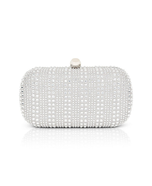 Silver | Christy Micro Glitter and Crystal Minaudiere