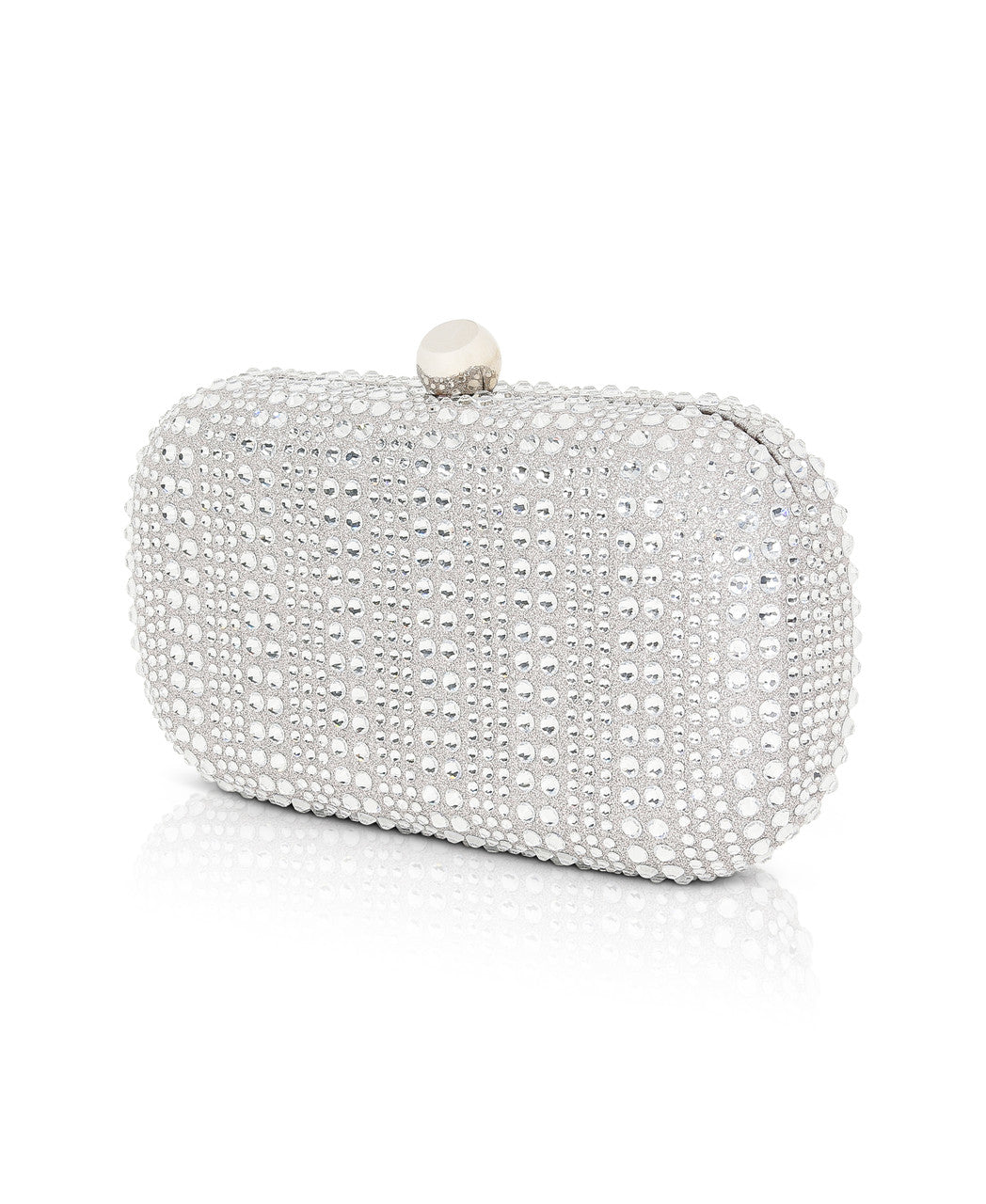 Silver | Christy Micro Glitter and Crystal Minaudiere