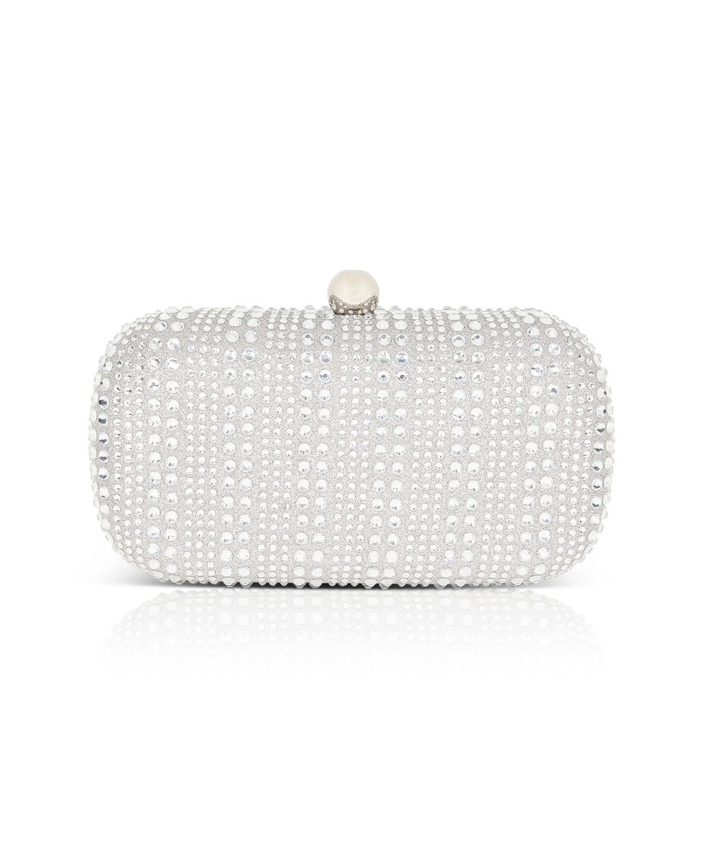 Silver | Christy Micro Glitter and Crystal Minaudiere