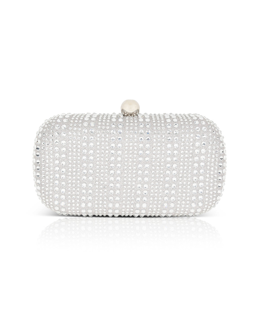 Silver | Christy Micro Glitter and Crystal Minaudiere