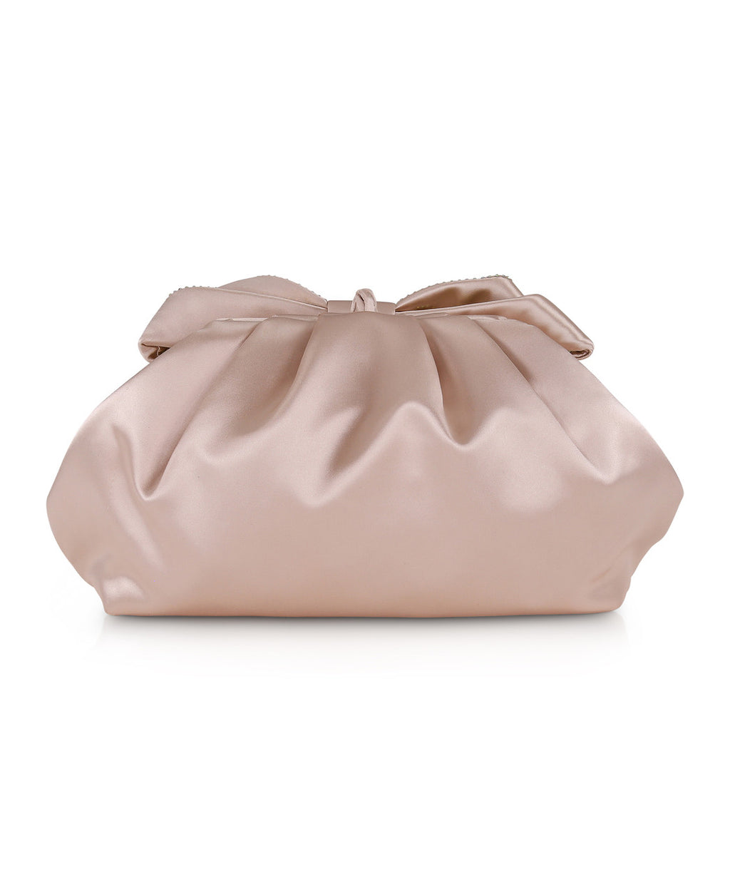 Champagne | Posey Satin Bow Pouch Clutch Back