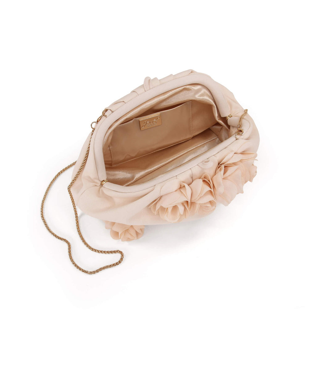 Peach Pearl | Lottie Floral Applique Pouch Clutch