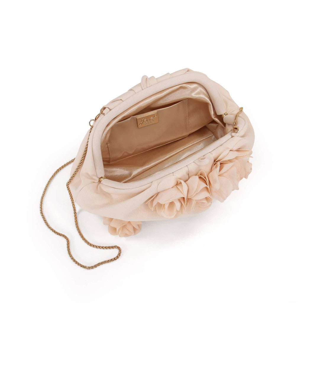 Peach Pearl | Lottie Floral Applique Pouch Clutch