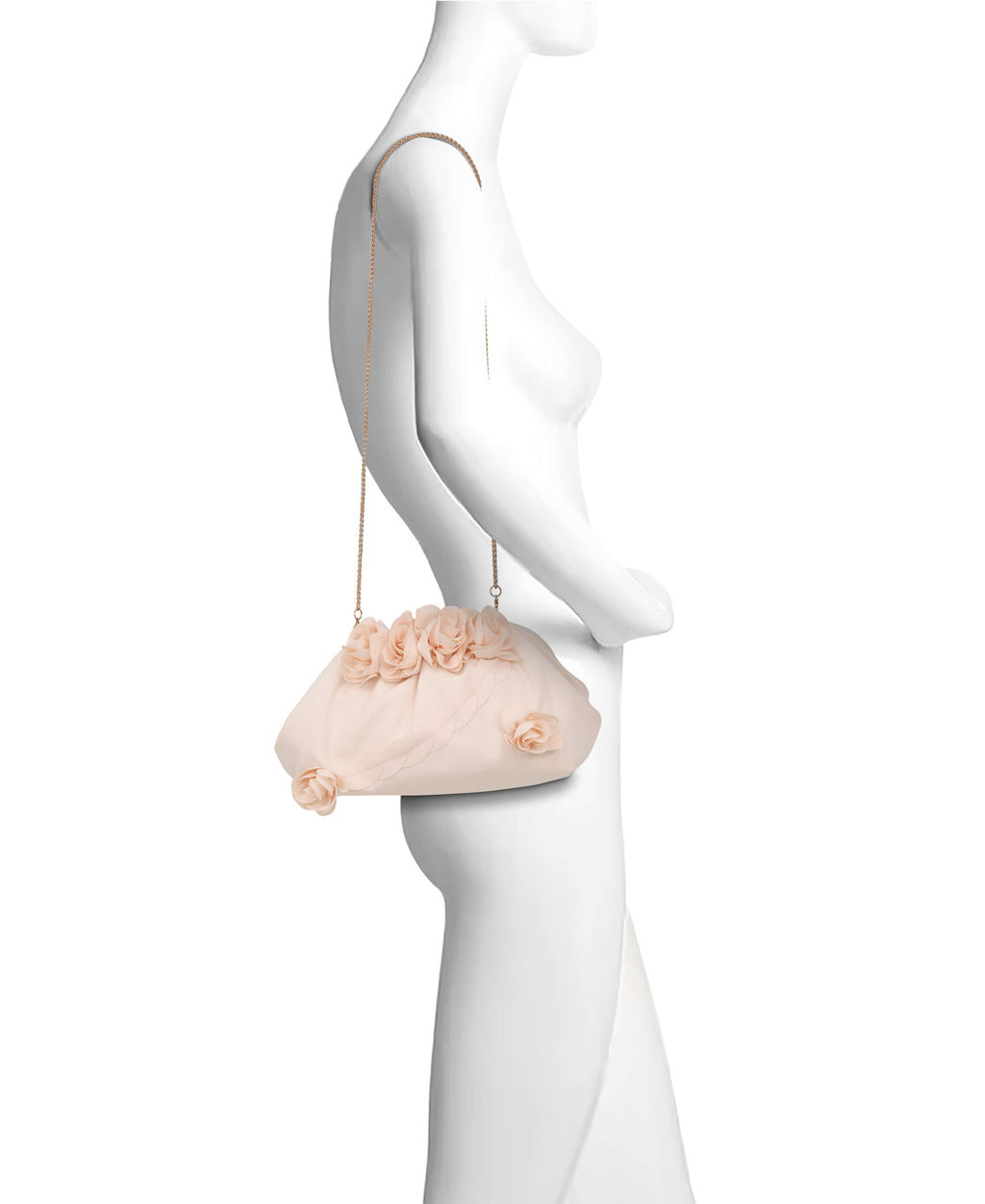 Peach Pearl | Lottie Floral Applique Pouch Clutch
