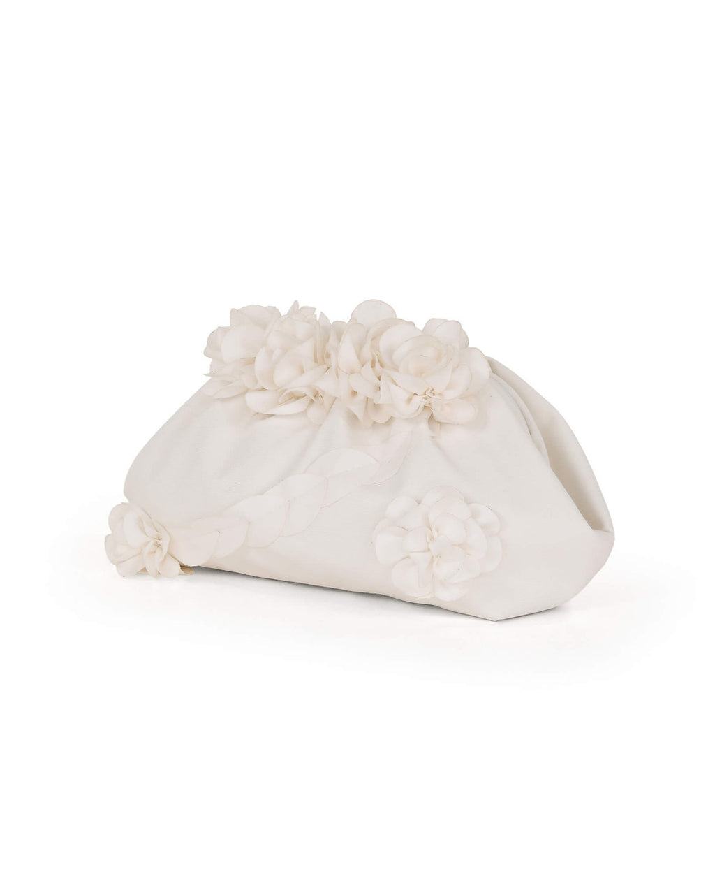 Soft White | Lottie Floral Applique Pouch Clutch