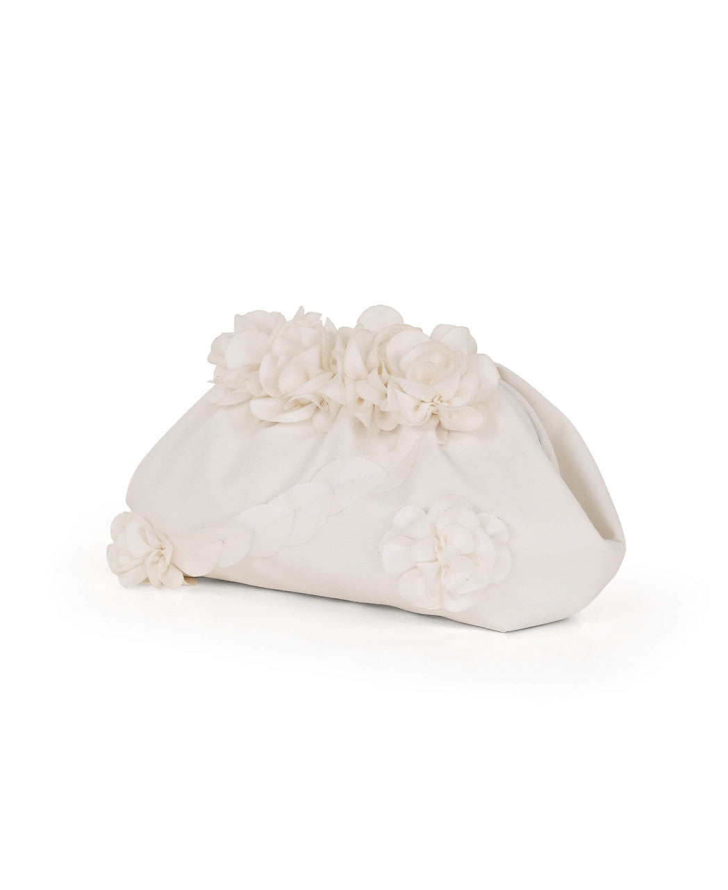 Soft White | Lottie Floral Applique Pouch Clutch