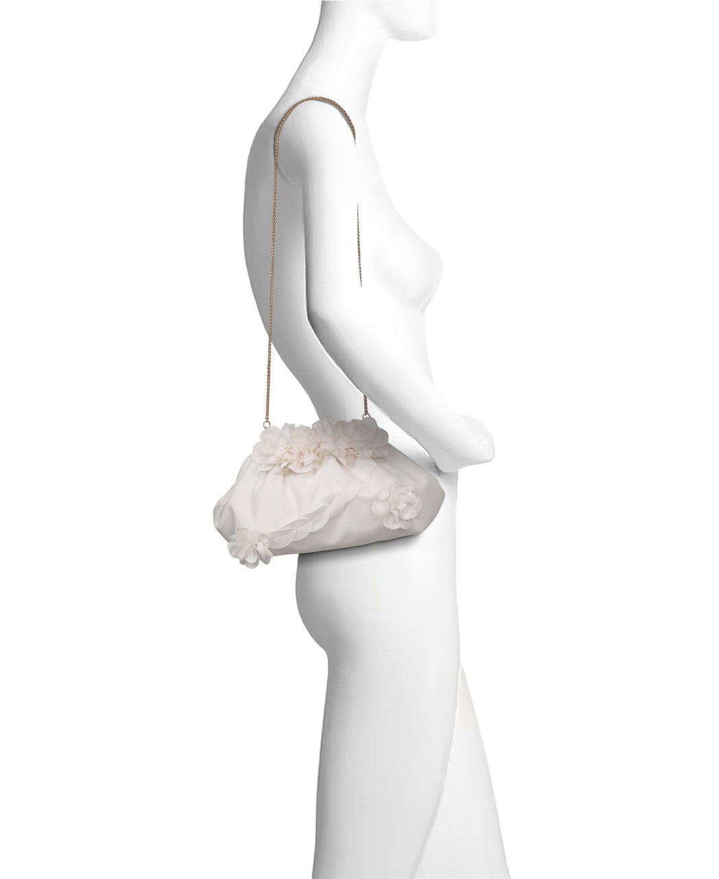 Soft White | Lottie Floral Applique Pouch Clutch