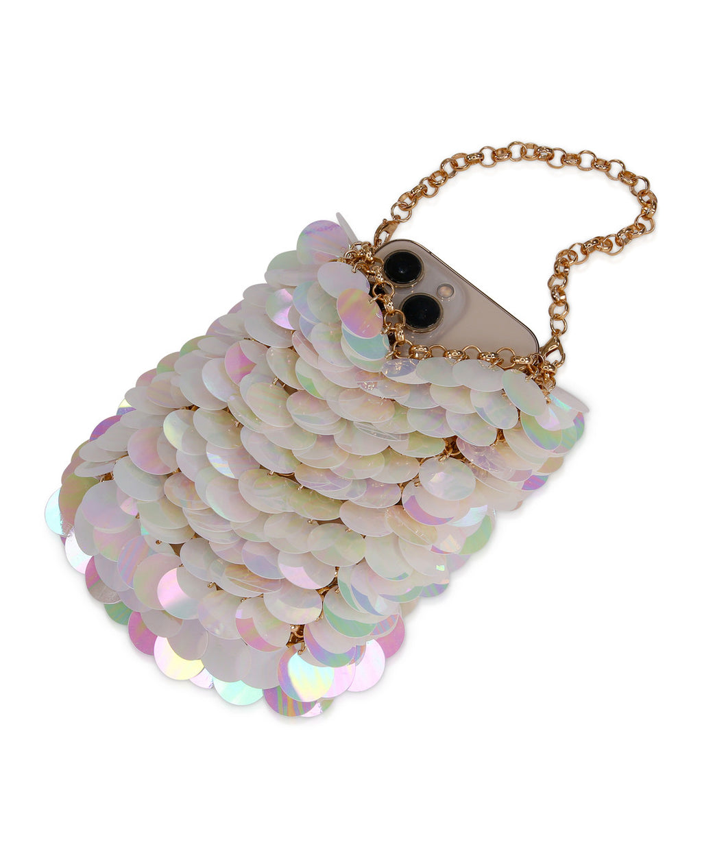 White | Nori AB Sequin Mini Pouch Crossbody Back