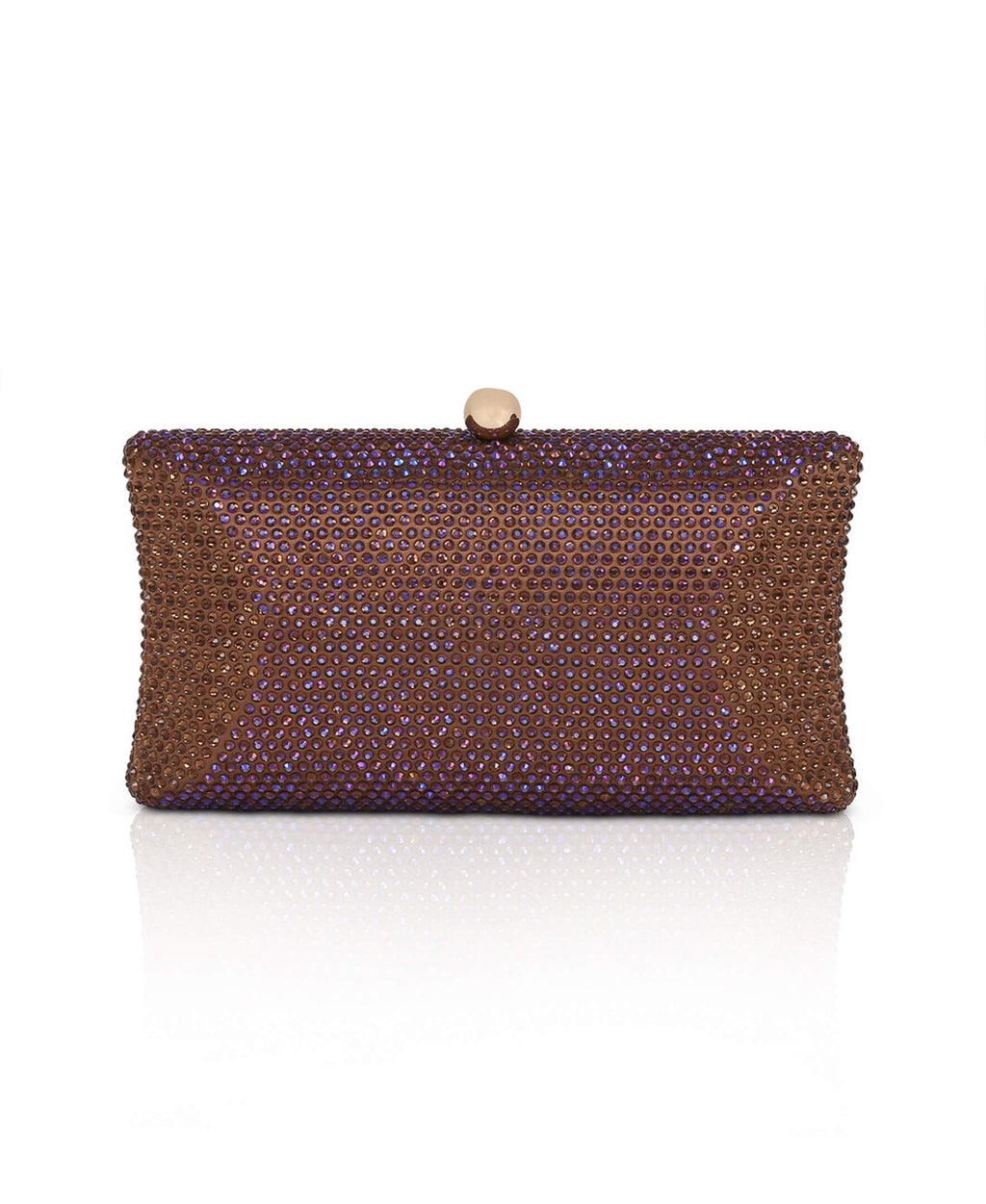 Brown | Nia Crystal Beveled Baguette Minaudiere Back