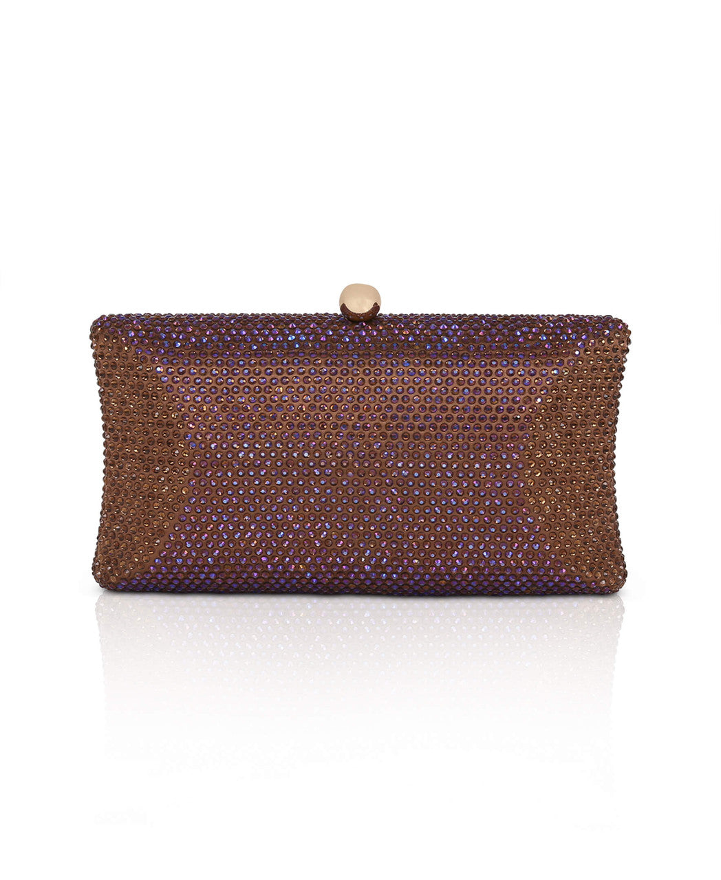 Brown | Nia Crystal Beveled Baguette Minaudiere Back