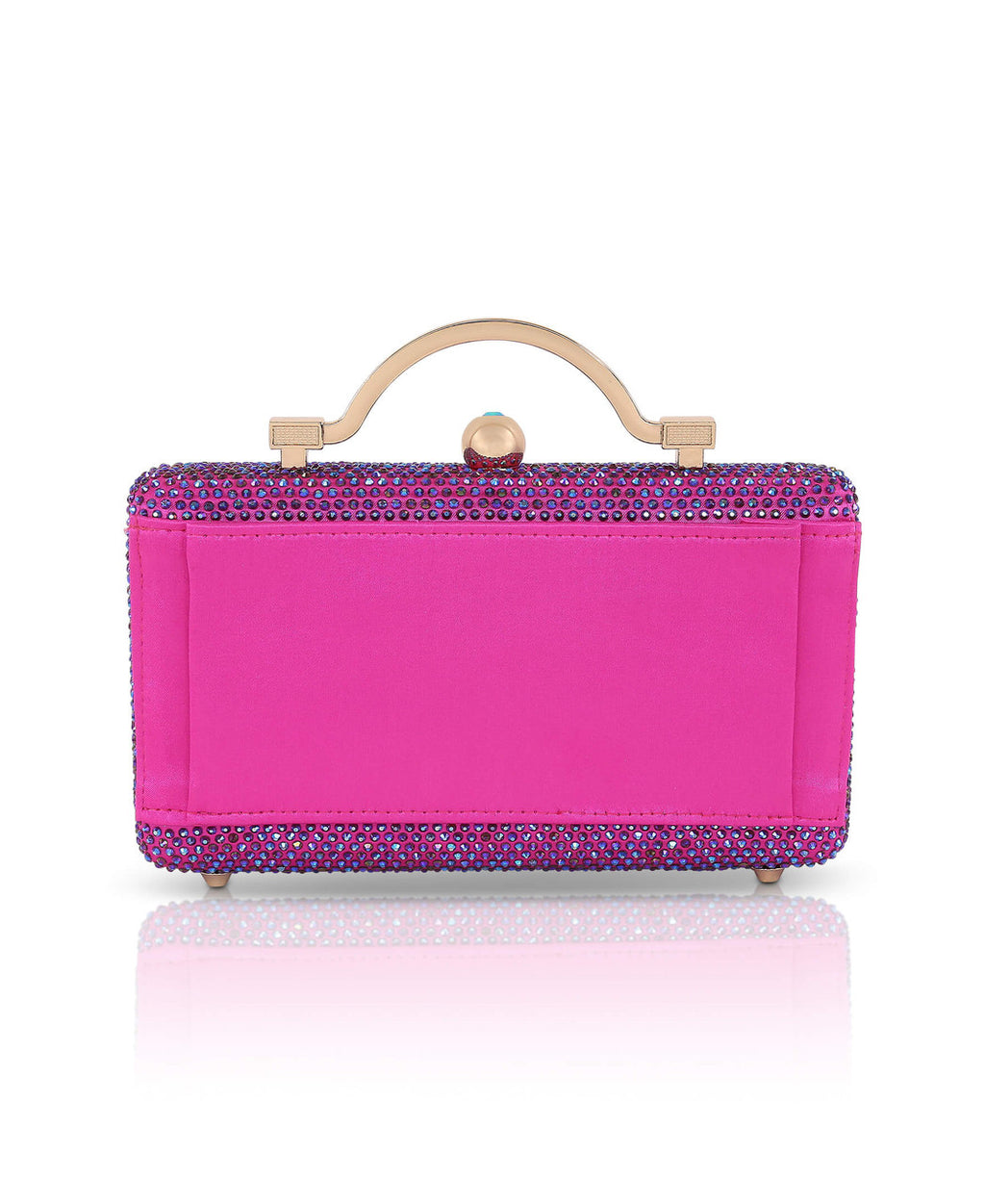 Neon Pink | Jude Crystal Top Handle Minaudiere Back