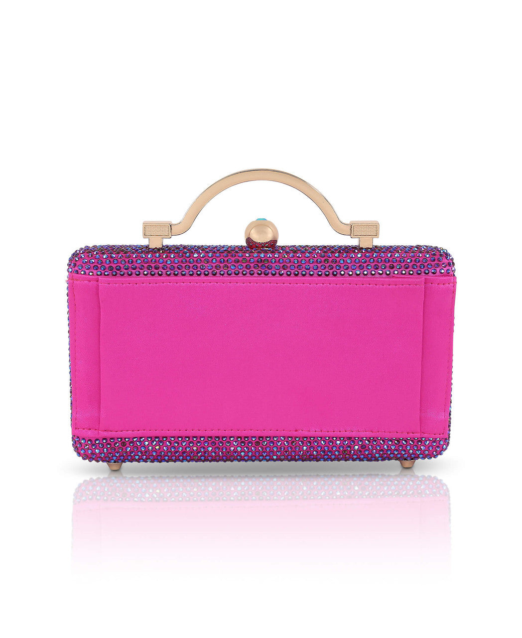 Neon Pink | Jude Crystal Top Handle Minaudiere Back