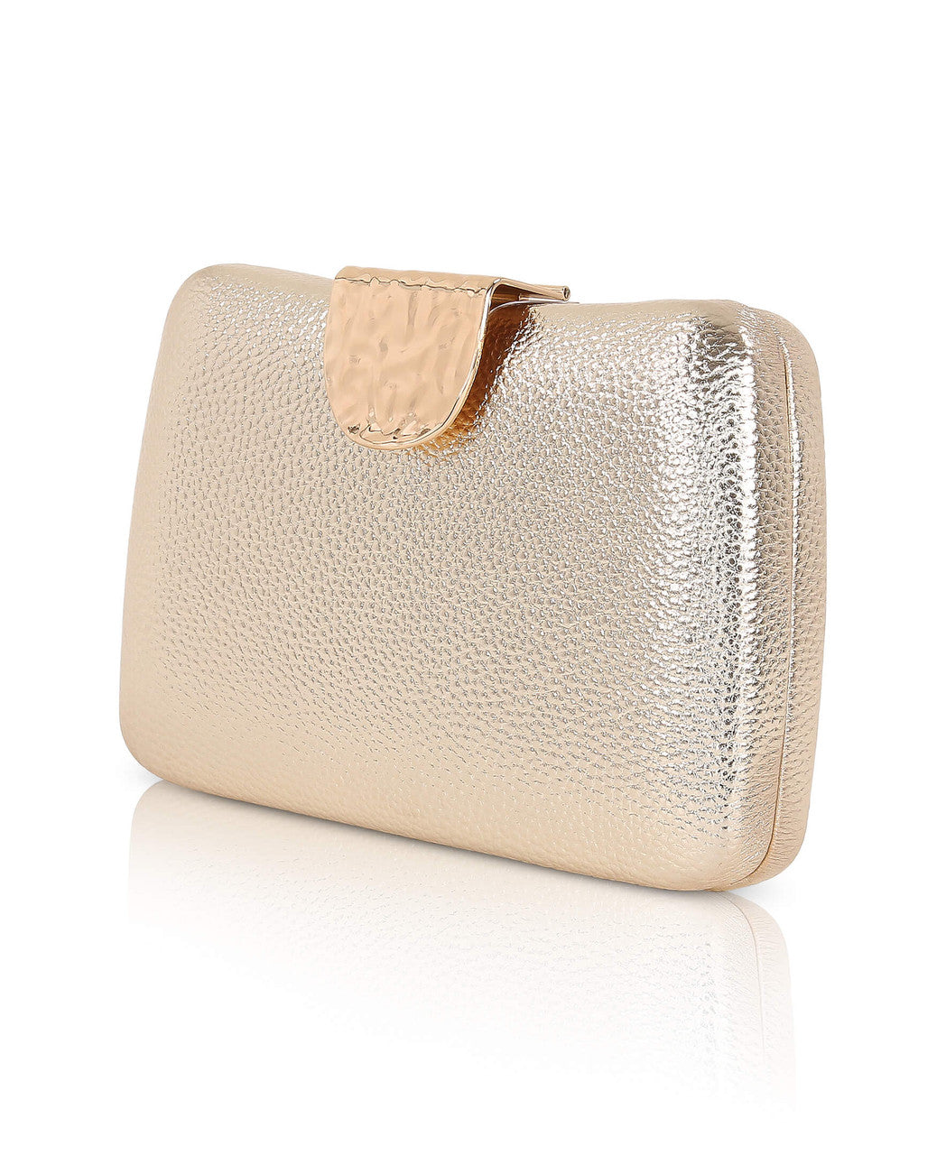 Gold | Tatum Faux Leather Clutch Side
