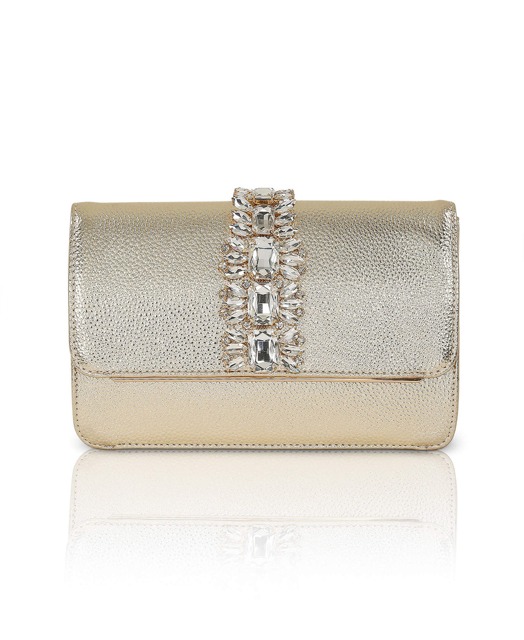 Gold | Lux Faux Leather Envelope Clutch Front