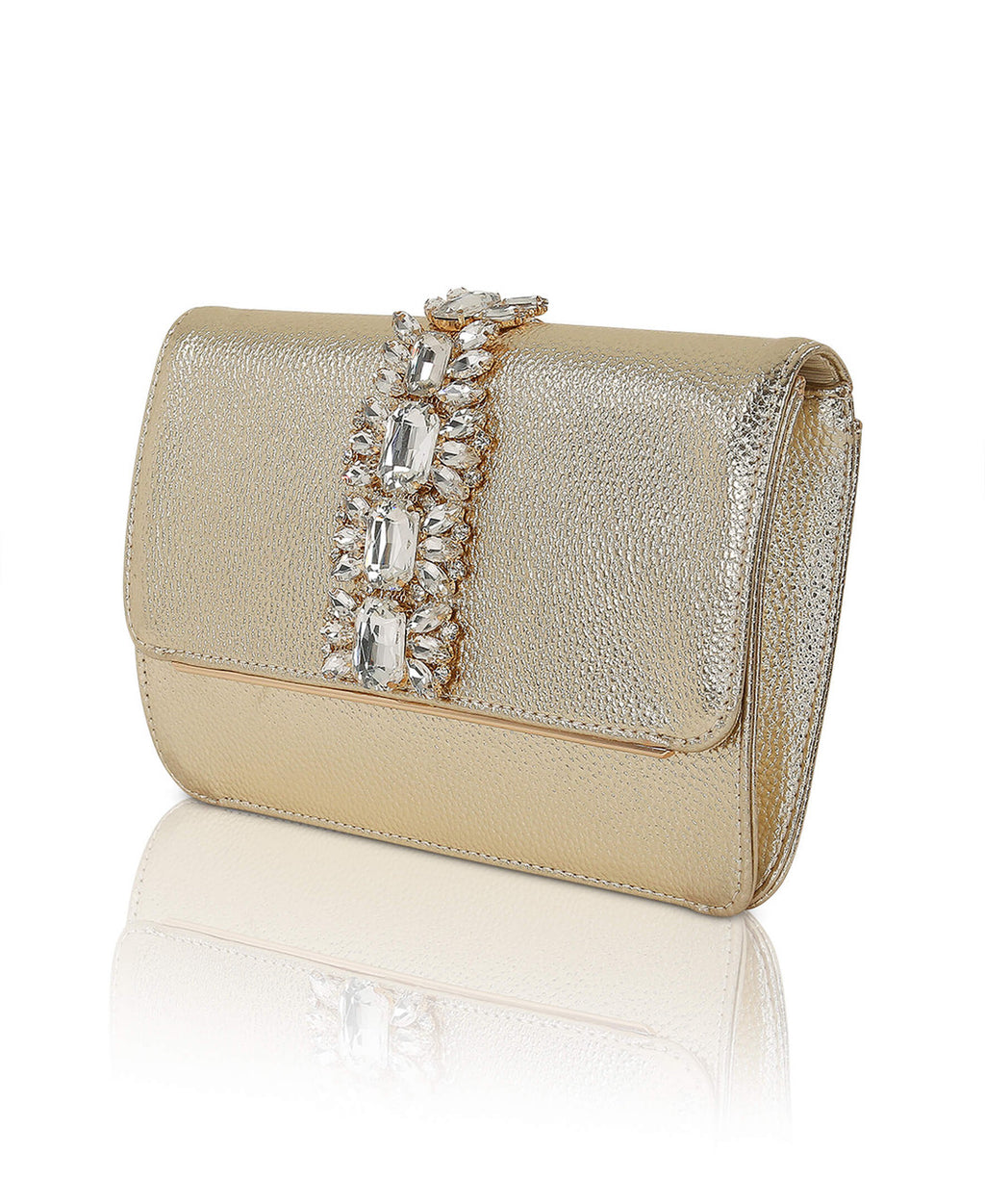 Gold | Lux Faux Leather Envelope Clutch Side