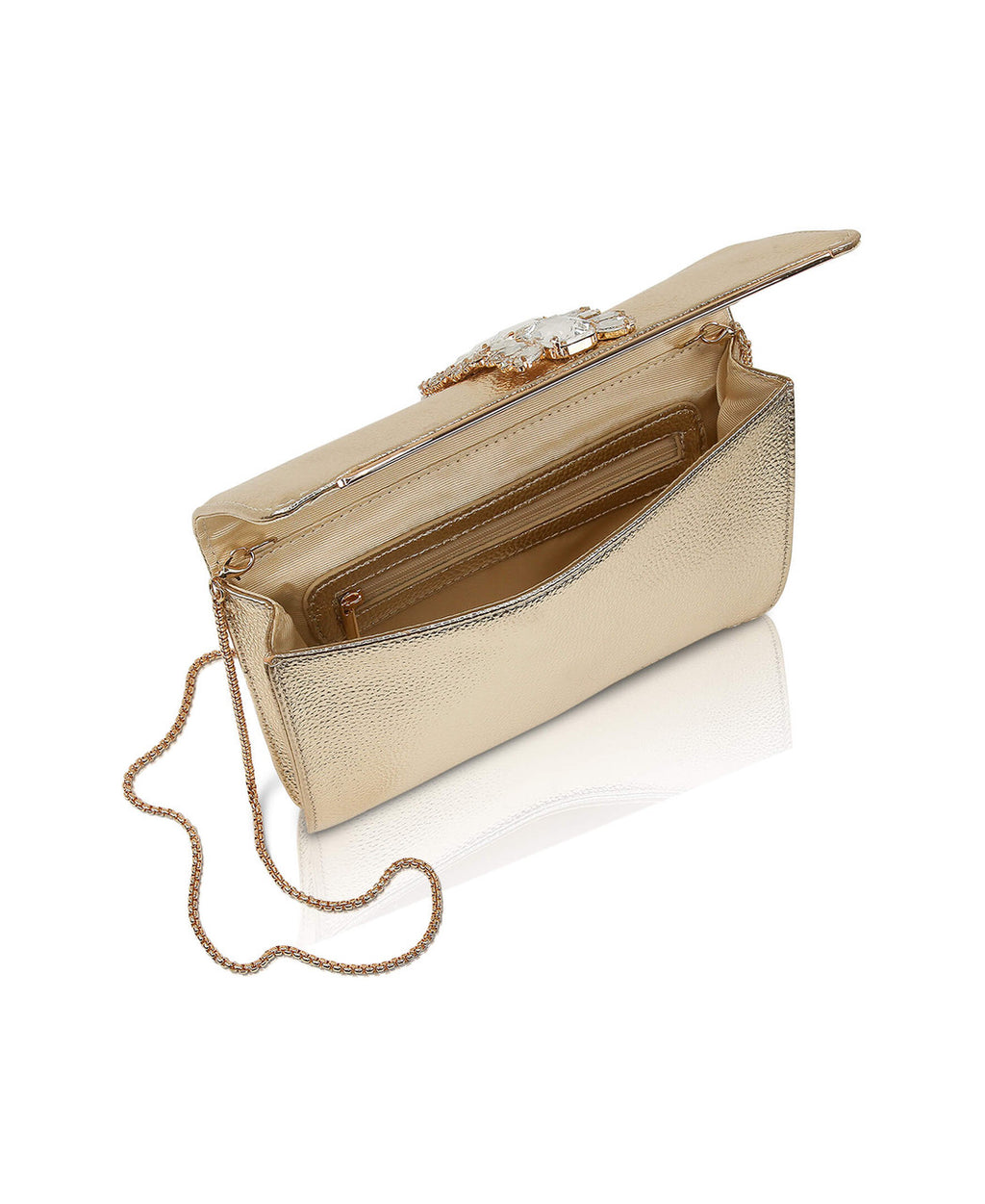 Gold | Lux Faux Leather Envelope Clutch Open