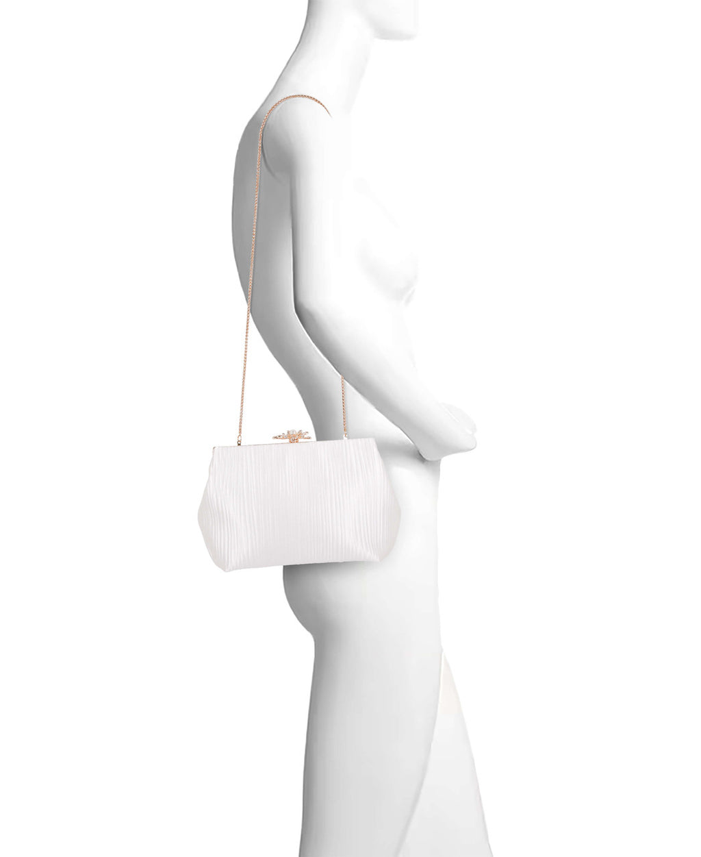 White | Arden Jacquard Satin Pouch Clutch Form