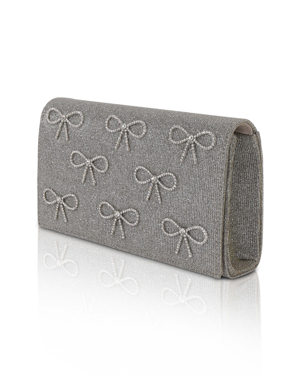 Silver Gold | Julie Bow Embellished Flap Clutch Side