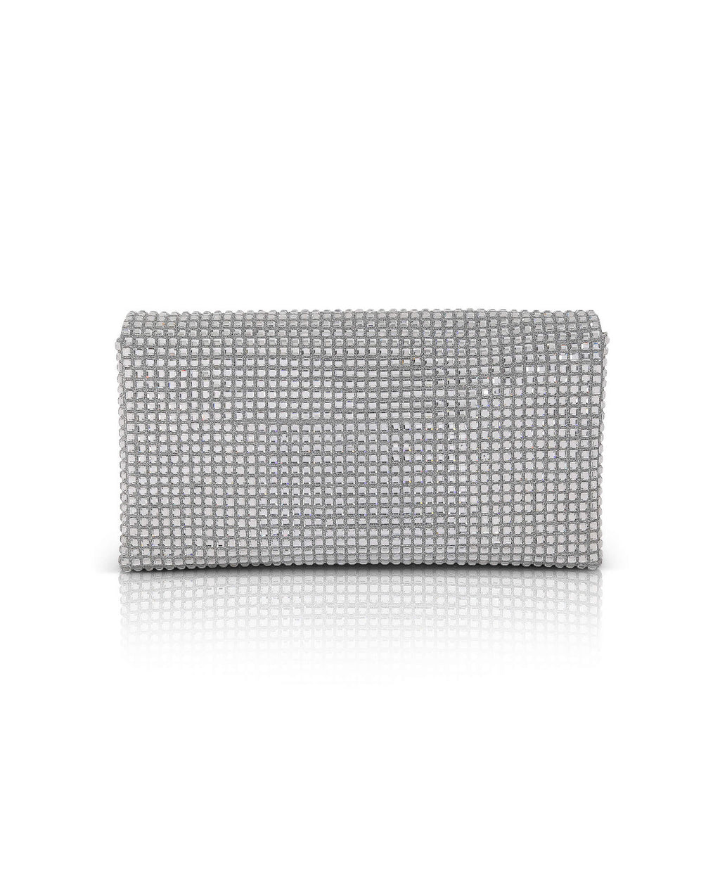 Silver | Jayden Crystal Mini Envelope Clutch Back