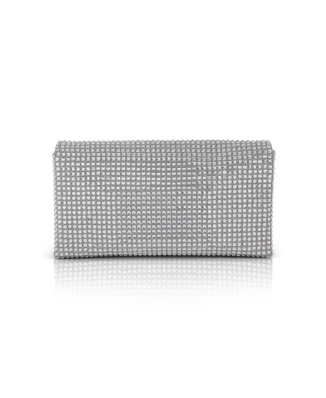 Silver | Jayden Crystal Mini Envelope Clutch Back