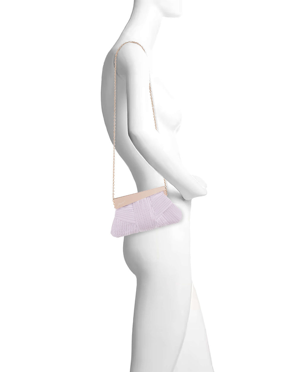 Lilac | Millie Mini Pleated Satin Pouch Form