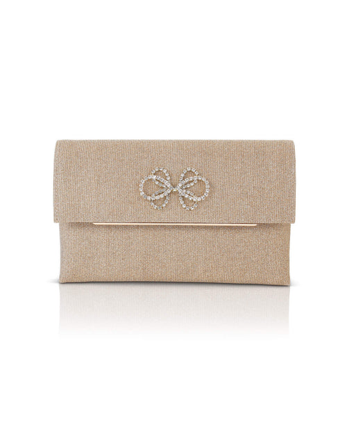 Gold | Alicia Sparkle Jacquard Envelope Clutch Front
