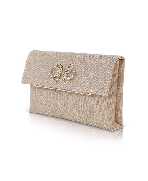 Gold | Alicia Sparkle Jacquard Envelope Clutch Side