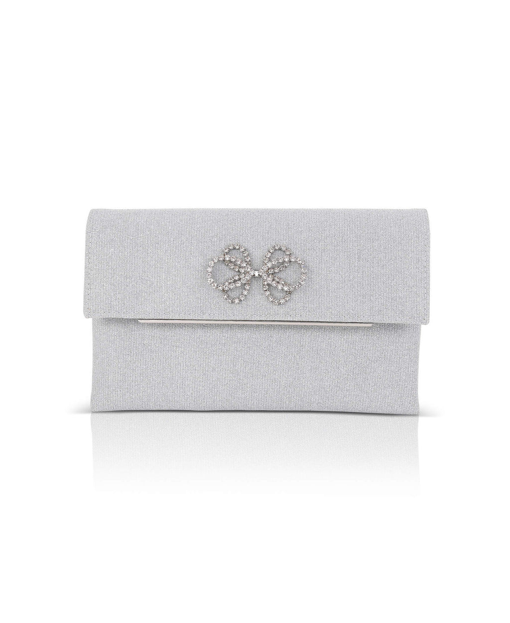 Silver | Alicia Sparkle Jacquard Envelope Clutch Front