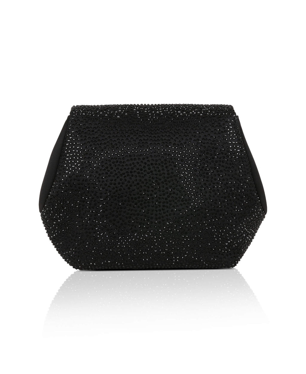 Black | Hallie Crystal Mini Baguette Pouch Clutch Back