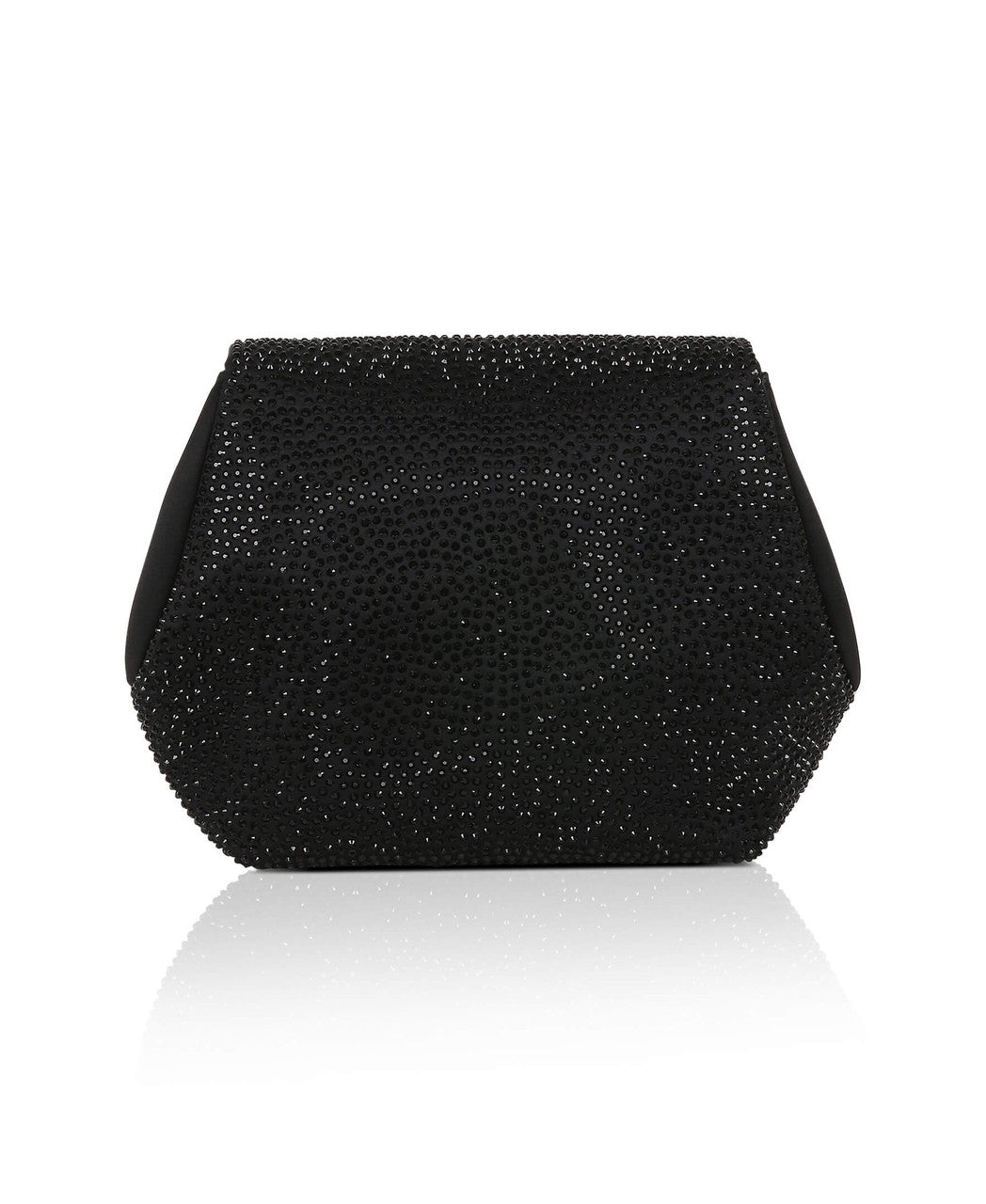 Black | Hallie Crystal Mini Baguette Pouch Clutch Back