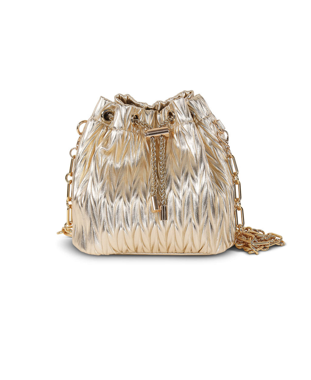 Gold | Diana Faux Leather Bucket Bag Front