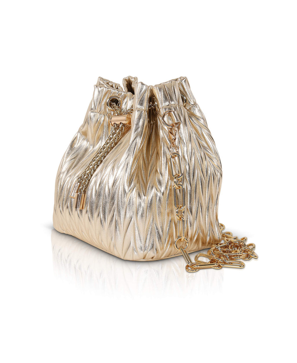 Gold | Diana Faux Leather Bucket Bag Side
