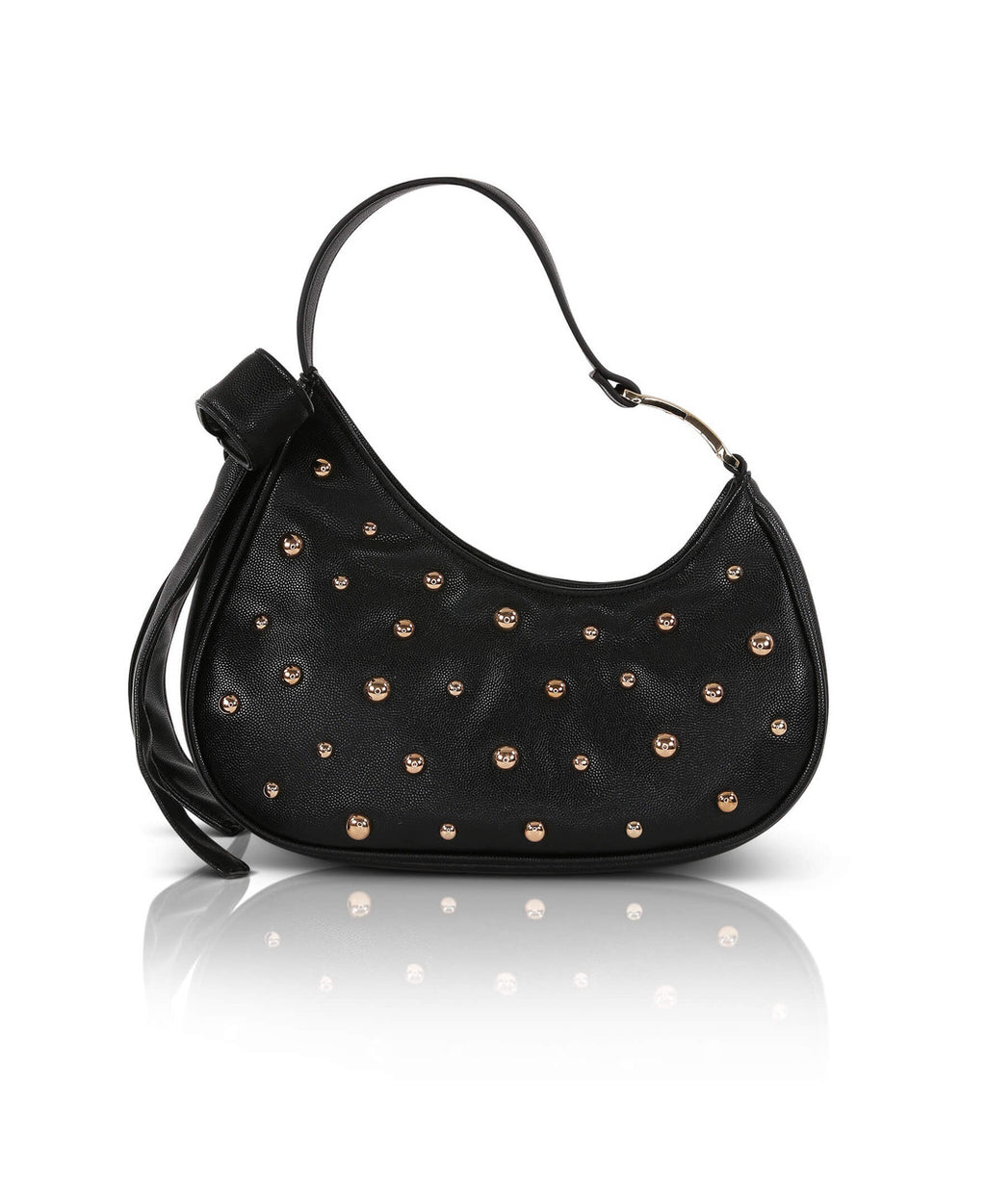 Black | Arabella Faux Leather Shoulder Handbag Front