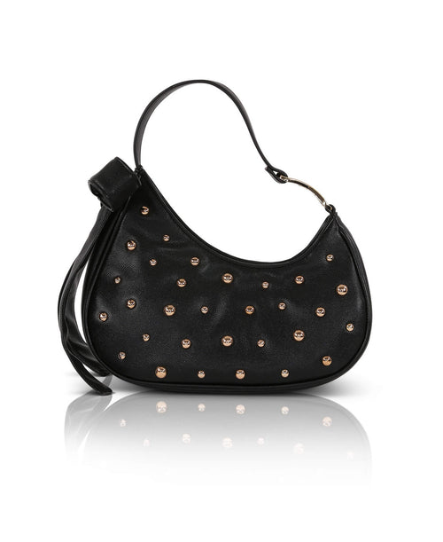 Black | Arabella Faux Leather Shoulder Handbag Front