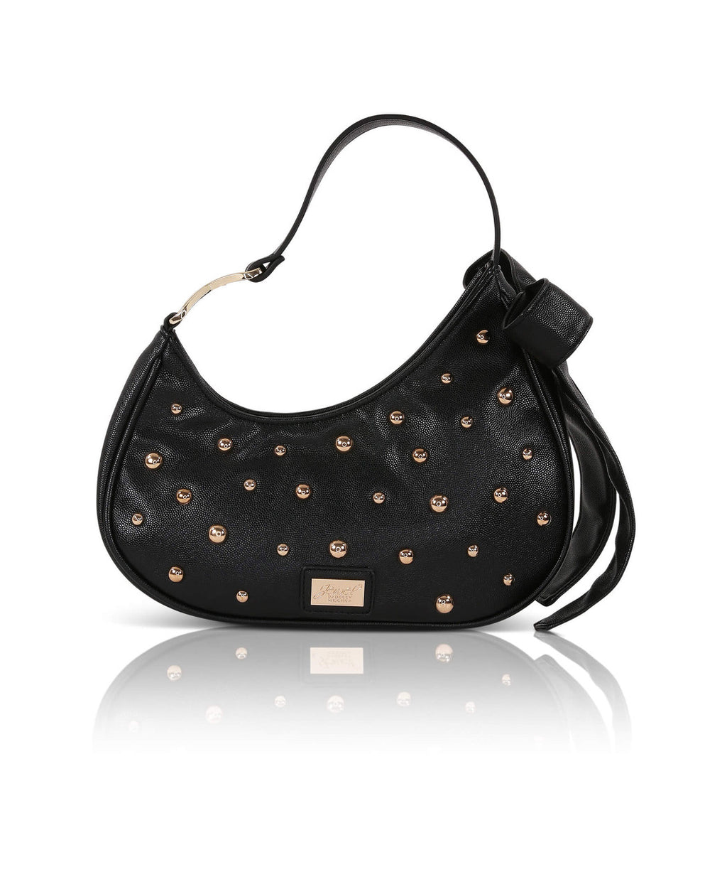Black | Arabella Faux Leather Shoulder Handbag Back