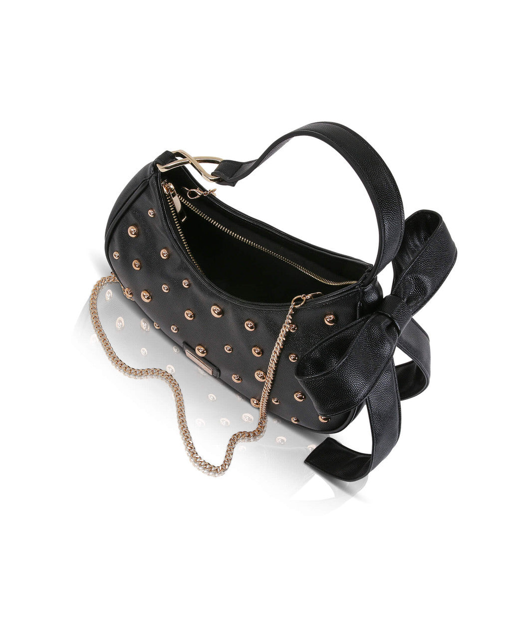 Black | Arabella Faux Leather Shoulder Handbag Open